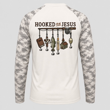 Hooked on Jesus Fishing Long Sleeve Shirt