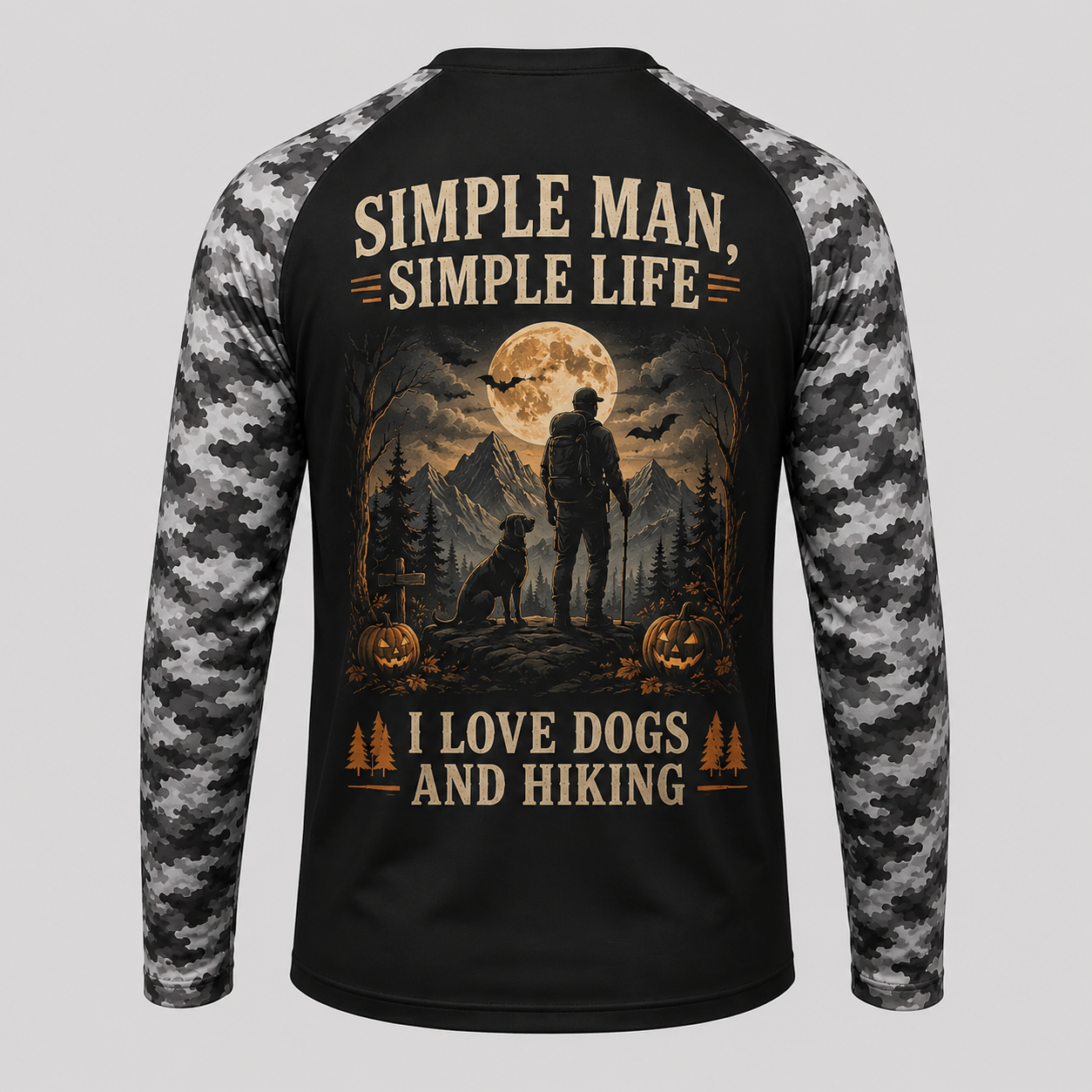 Personalized Halloween Hiking & Dog Shirt – Simple Man Simple Life Custom Name Long Sleeve Sun Shirt