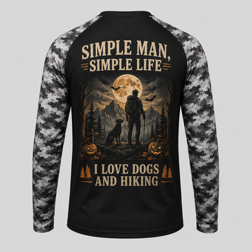 Personalized Halloween Hiking & Dog Shirt – Simple Man Simple Life Custom Name Long Sleeve Sun Shirt