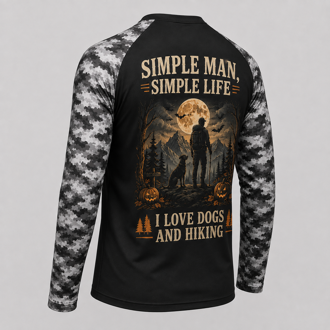 Personalized Halloween Hiking & Dog Shirt – Simple Man Simple Life Custom Name Long Sleeve Sun Shirt