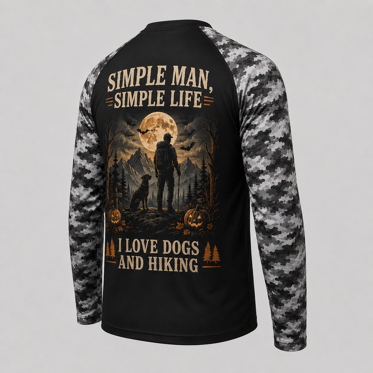 Personalized Halloween Hiking & Dog Shirt – Simple Man Simple Life Custom Name Long Sleeve Sun Shirt