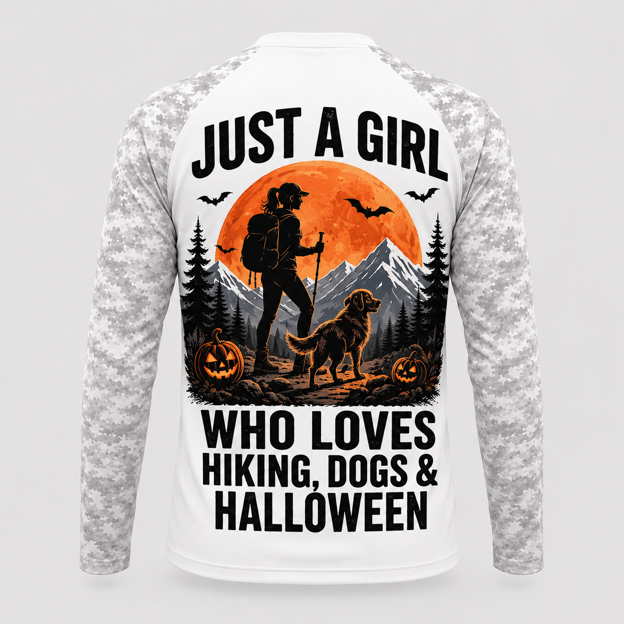 Custom Girl Hiking Dog Halloween Long Sleeve Shirt