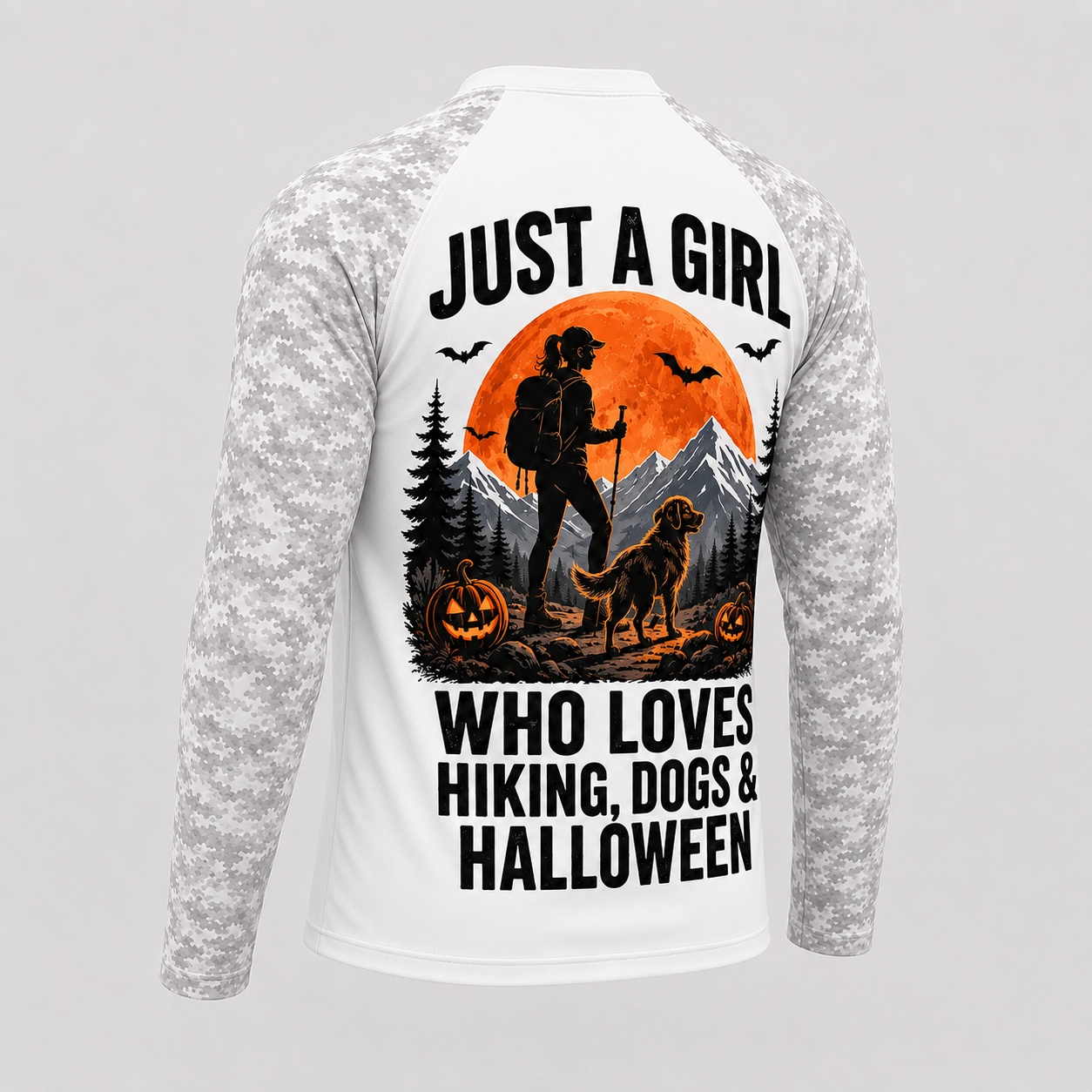 Custom Girl Hiking Dog Halloween Long Sleeve Shirt
