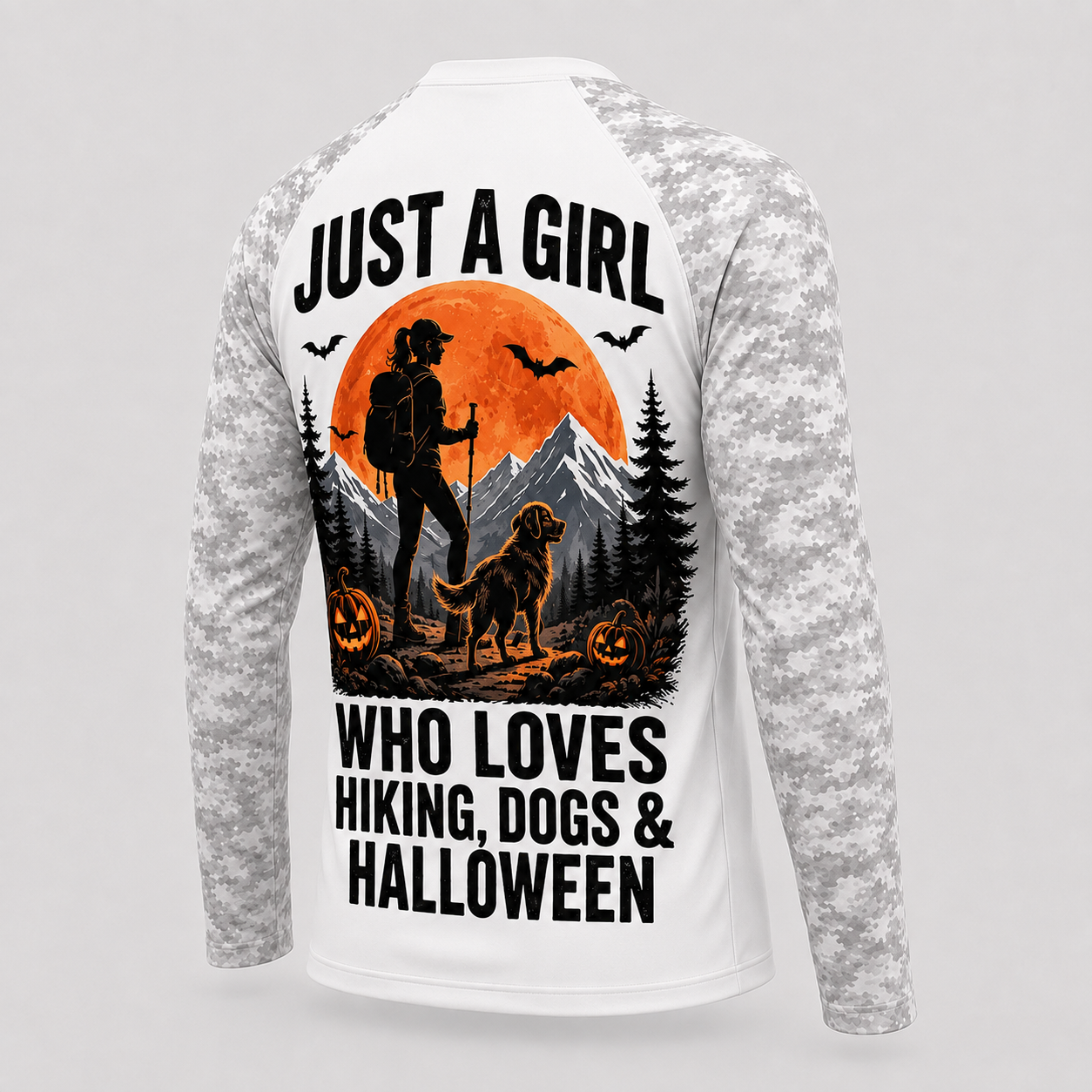 Custom Girl Hiking Dog Halloween Long Sleeve Shirt