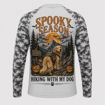 Custom Spooky Season Hiking Dog Long Sleeve Shirt
