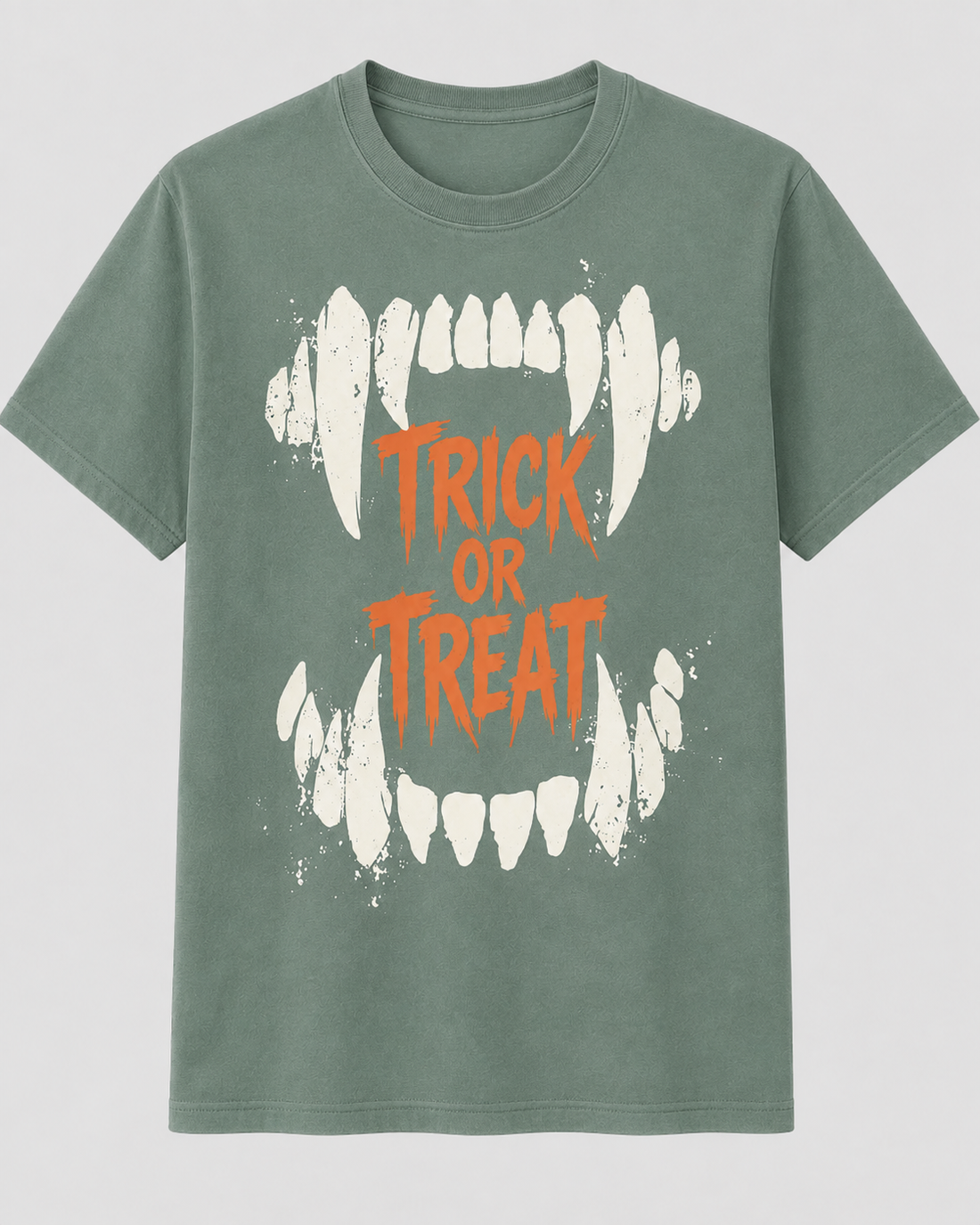 Trick or Treat Vampire Fang Halloween Shirt, Spooky Monster Teeth Tee, Vintage Horror Halloween Gift - T-Shirt Comfort Colors