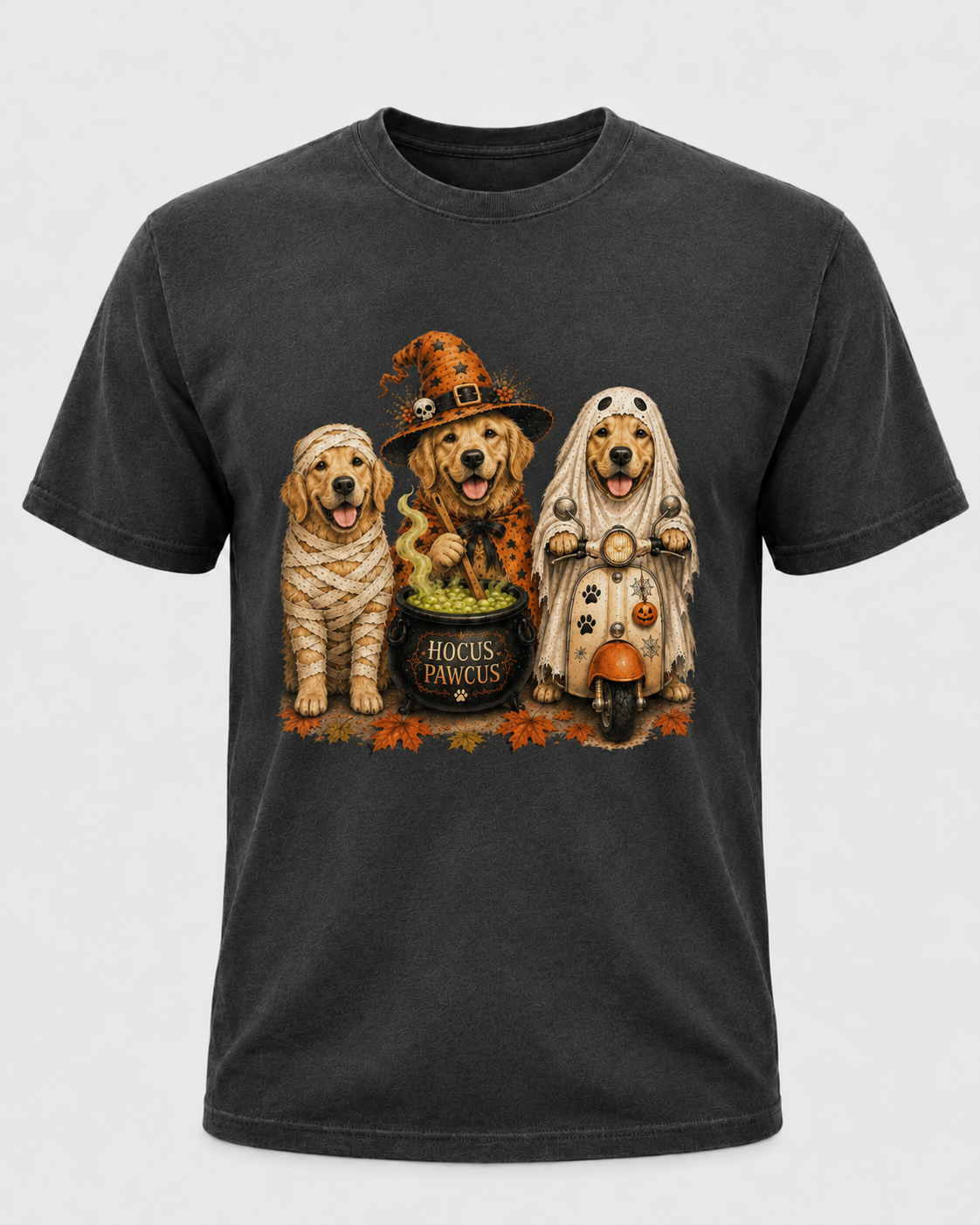 Golden Retriever Halloween Shirt, Hocus Pawcus Dog T-Shirt, Cute Witch Ghost Mummy Dog Tee, Halloween Gift for Dog Lovers