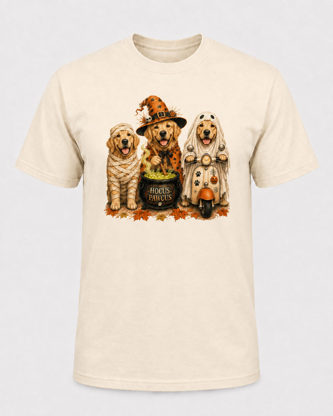 Golden Retriever Halloween Shirt, Hocus Pawcus Dog T-Shirt, Cute Witch Ghost Mummy Dog Tee, Halloween Gift for Dog Lovers