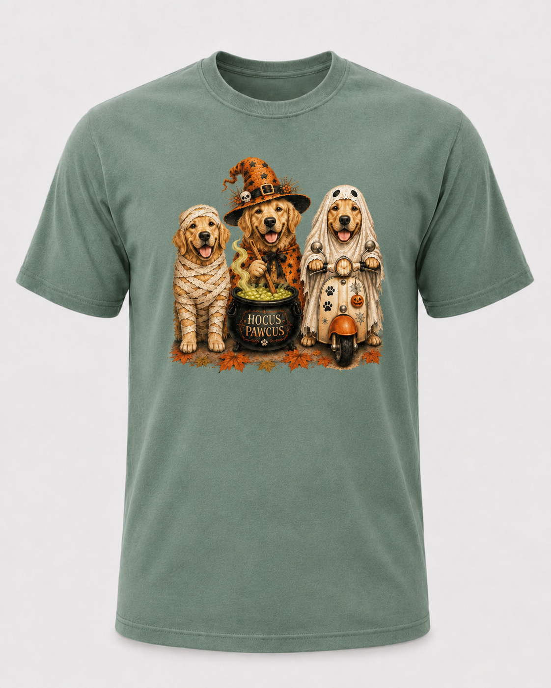 Golden Retriever Halloween Shirt, Hocus Pawcus Dog T-Shirt, Cute Witch Ghost Mummy Dog Tee, Halloween Gift for Dog Lovers