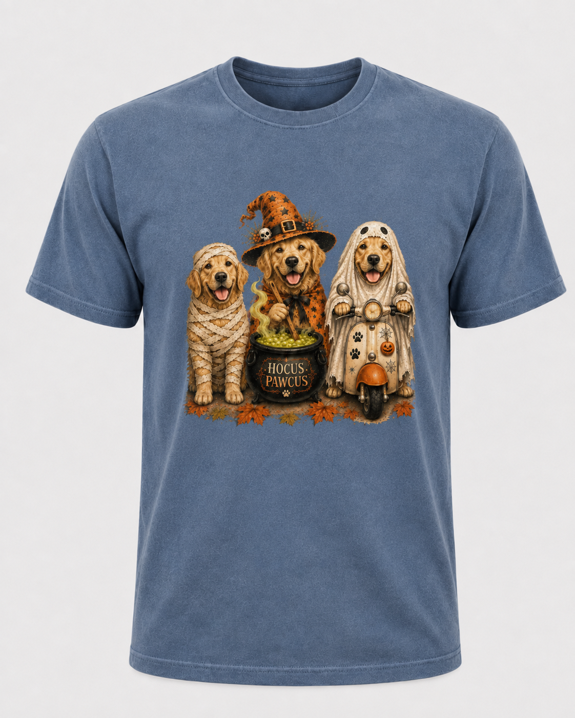 Golden Retriever Halloween Shirt, Hocus Pawcus Dog T-Shirt, Cute Witch Ghost Mummy Dog Tee, Halloween Gift for Dog Lovers