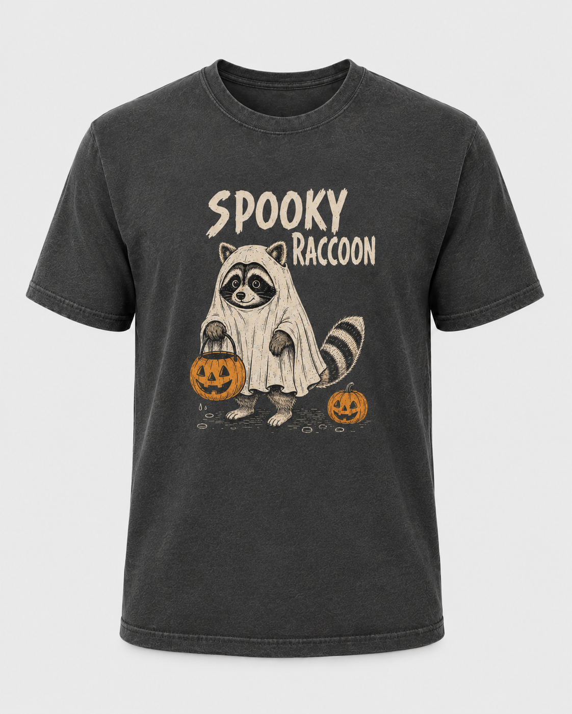 Spooky Raccoon Halloween Shirt, Ghost Raccoon Trick or Treat Tee, Cute Pumpkin Raccoon Lover Gift - T-Shirt Comfort Colors