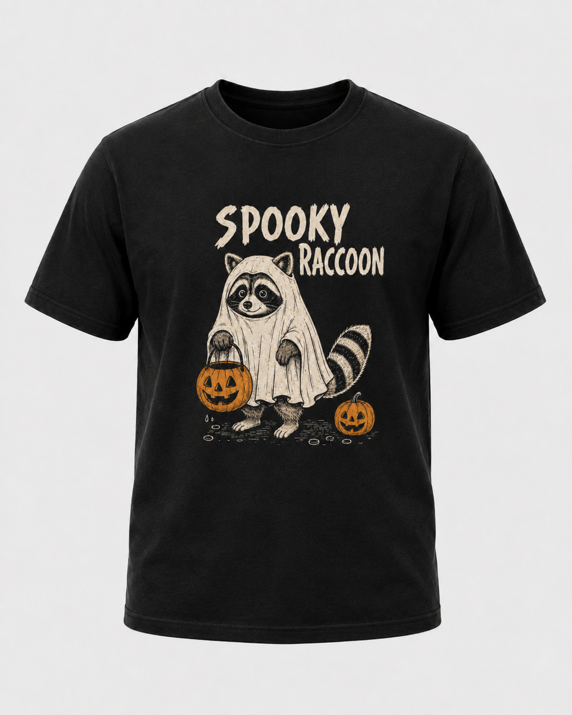 Spooky Raccoon Halloween Shirt, Ghost Raccoon Trick or Treat Tee, Cute Pumpkin Raccoon Lover Gift - T-Shirt Comfort Colors