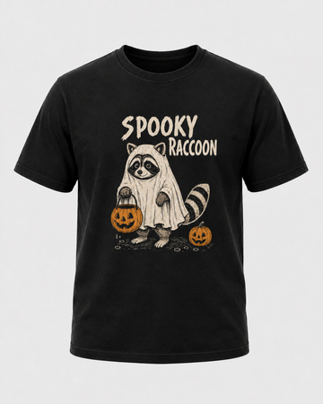 Spooky Raccoon Halloween Shirt, Ghost Raccoon Trick or Treat Tee, Cute Pumpkin Raccoon Lover Gift - T-Shirt Comfort Colors