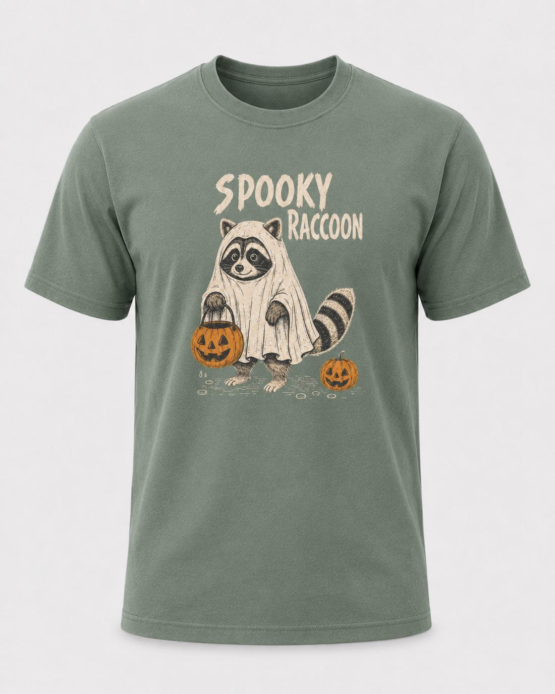 Spooky Raccoon Halloween Shirt, Ghost Raccoon Trick or Treat Tee, Cute Pumpkin Raccoon Lover Gift - T-Shirt Comfort Colors