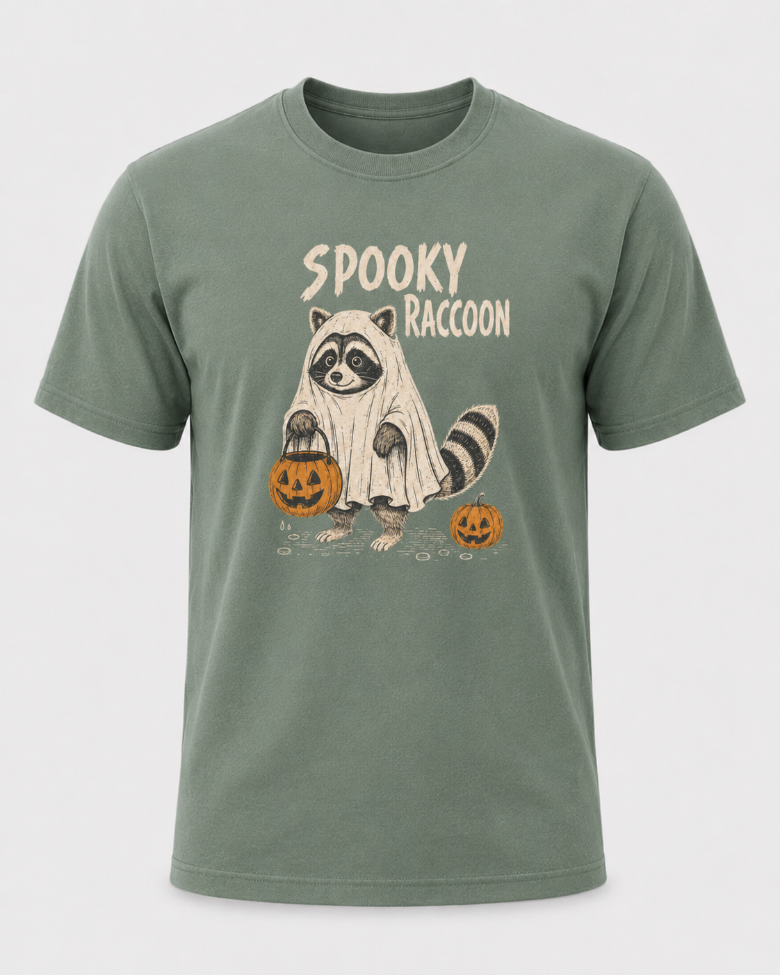 Spooky Raccoon Halloween Shirt, Ghost Raccoon Trick or Treat Tee, Cute Pumpkin Raccoon Lover Gift - T-Shirt Comfort Colors