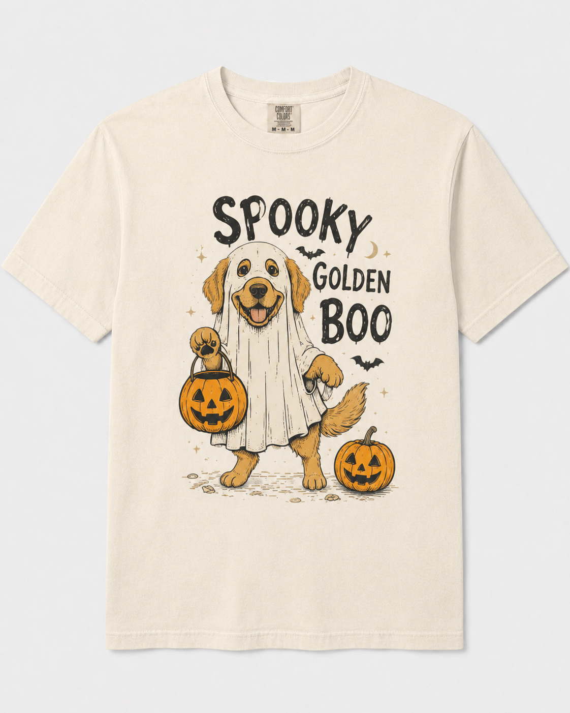 Spooky Golden Boo Shirt, Golden Retriever Ghost Halloween T-Shirt, Cute Dog Pumpkin Spooky Season Tee