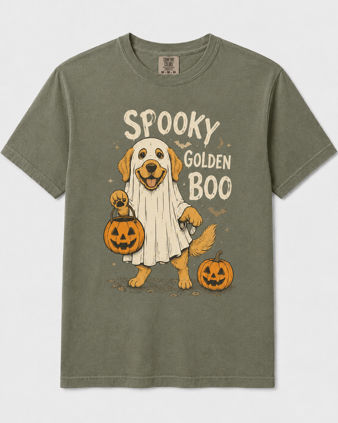 Spooky Golden Boo Shirt, Golden Retriever Ghost Halloween T-Shirt, Cute Dog Pumpkin Spooky Season Tee