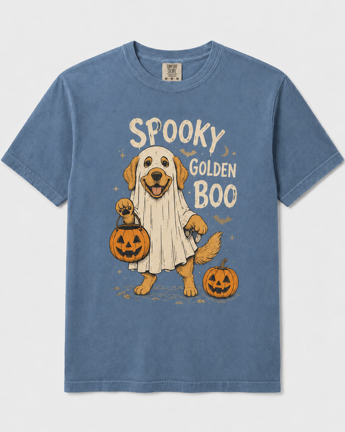 Spooky Golden Boo Shirt, Golden Retriever Ghost Halloween T-Shirt, Cute Dog Pumpkin Spooky Season Tee