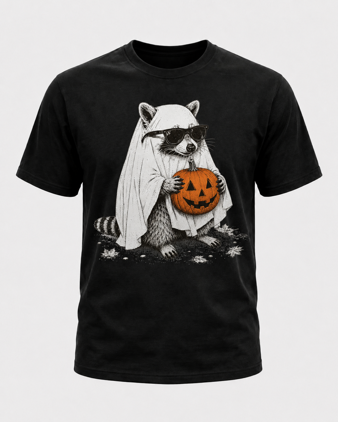 Ghost Raccoon Halloween Shirt, Sunglasses Raccoon Pumpkin Tee, Cute Spooky Raccoon Lover Gift - T-Shirt Comfort Colors