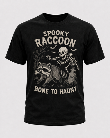 Spooky Raccoon Halloween Shirt, Bone to Haunt Skeleton Raccoon Tee, Funny Trash Panda Halloween Gift - T-Shirt Comfort Colors