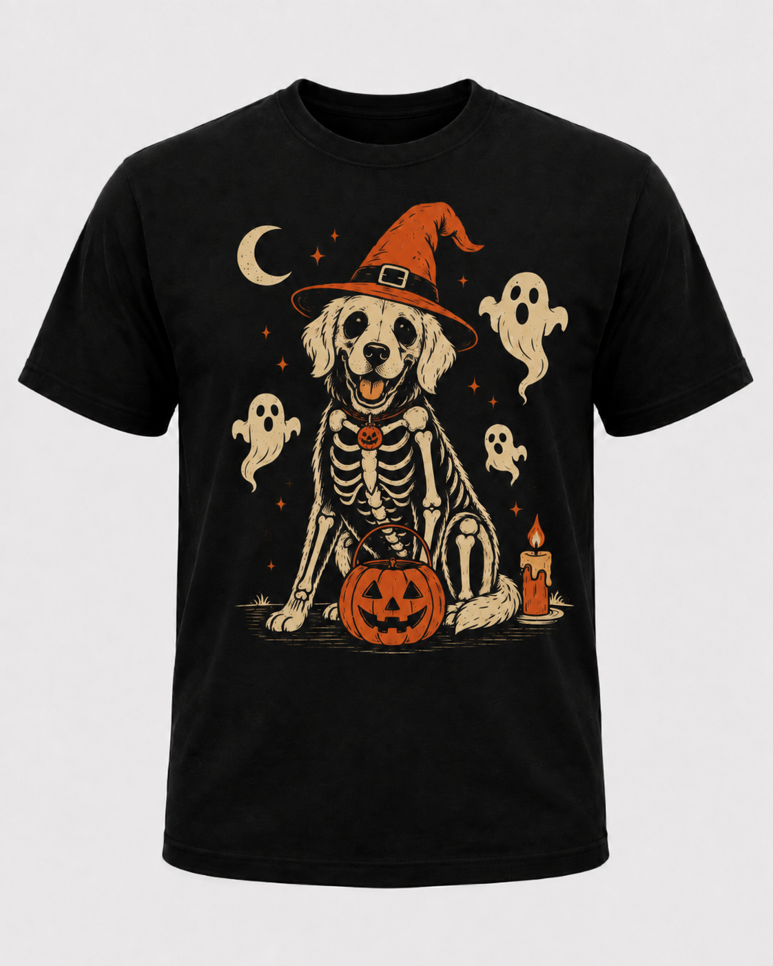 Golden Retriever Skeleton Halloween Shirt, Witch Dog Pumpkin Ghost Spooky Season Tee, Cute Halloween Dog Lover Gift