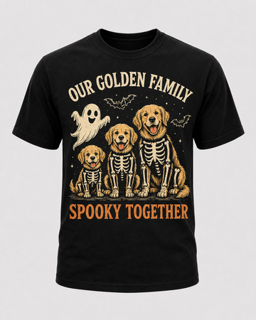 Our Golden Family Halloween Shirt, Spooky Together Golden Retriever Skeleton Tee, Family Matching Comfort Colors T-Shirt