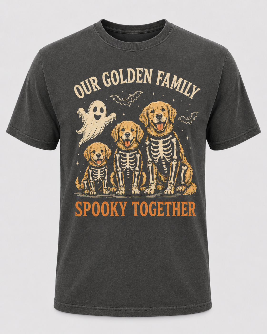 Our Golden Family Halloween Shirt, Spooky Together Golden Retriever Skeleton Tee, Family Matching Comfort Colors T-Shirt