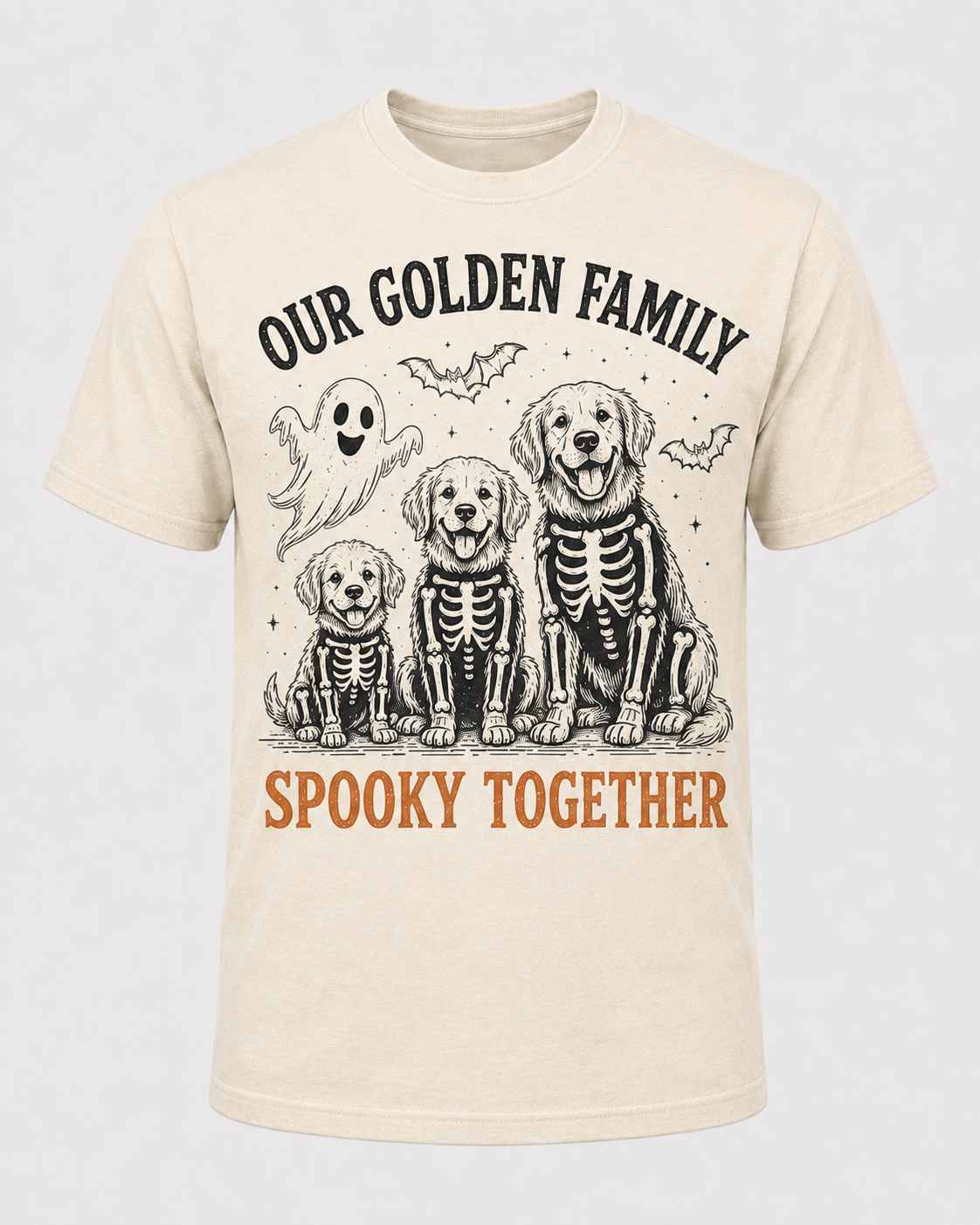Our Golden Family Halloween Shirt, Spooky Together Golden Retriever Skeleton Tee, Family Matching Comfort Colors T-Shirt