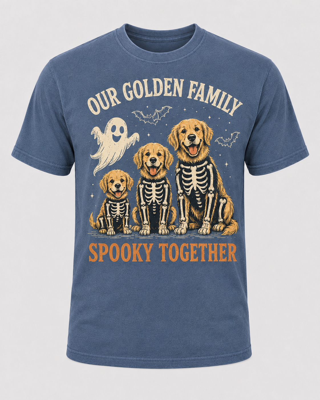Our Golden Family Halloween Shirt, Spooky Together Golden Retriever Skeleton Tee, Family Matching Comfort Colors T-Shirt
