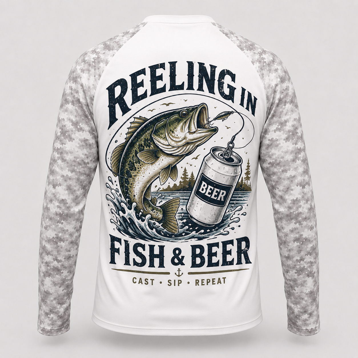 Personalized Reelin’ In Fish & Beer Shirt – Custom Name Fishing Long Sleeve Sun Shirt