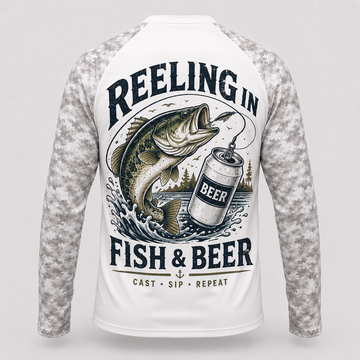 Personalized Reelin’ In Fish & Beer Shirt – Custom Name Fishing Long Sleeve Sun Shirt