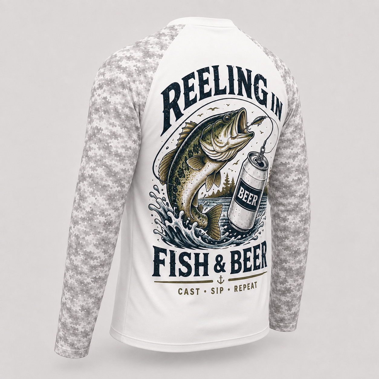Personalized Reelin’ In Fish & Beer Shirt – Custom Name Fishing Long Sleeve Sun Shirt