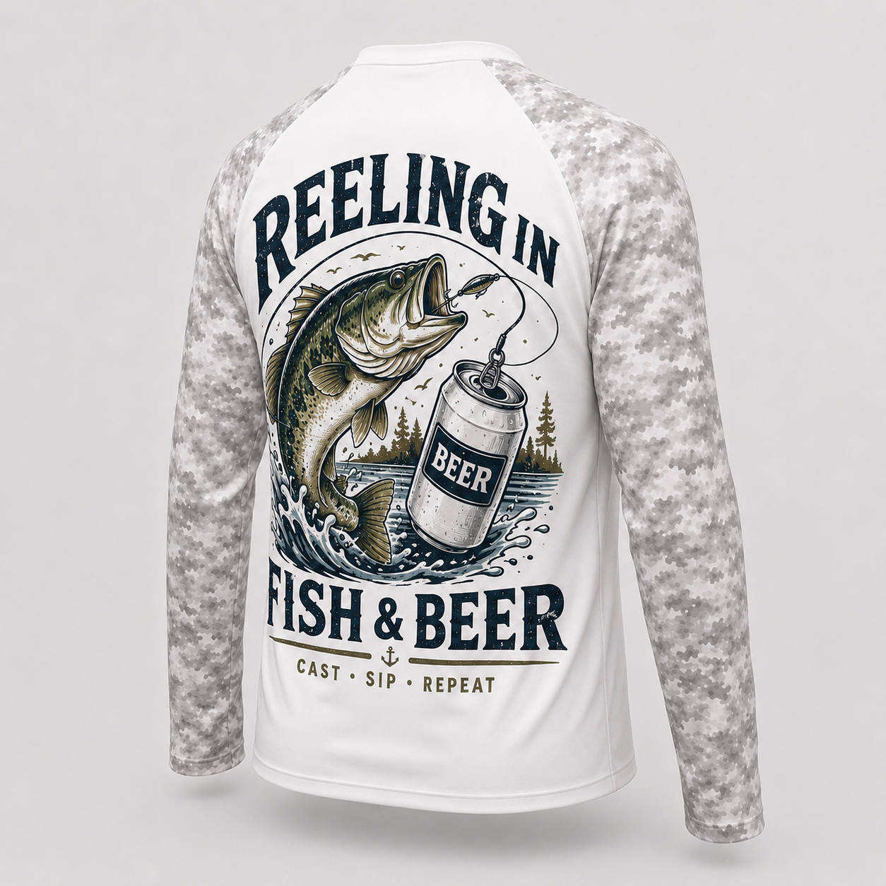 Personalized Reelin’ In Fish & Beer Shirt – Custom Name Fishing Long Sleeve Sun Shirt