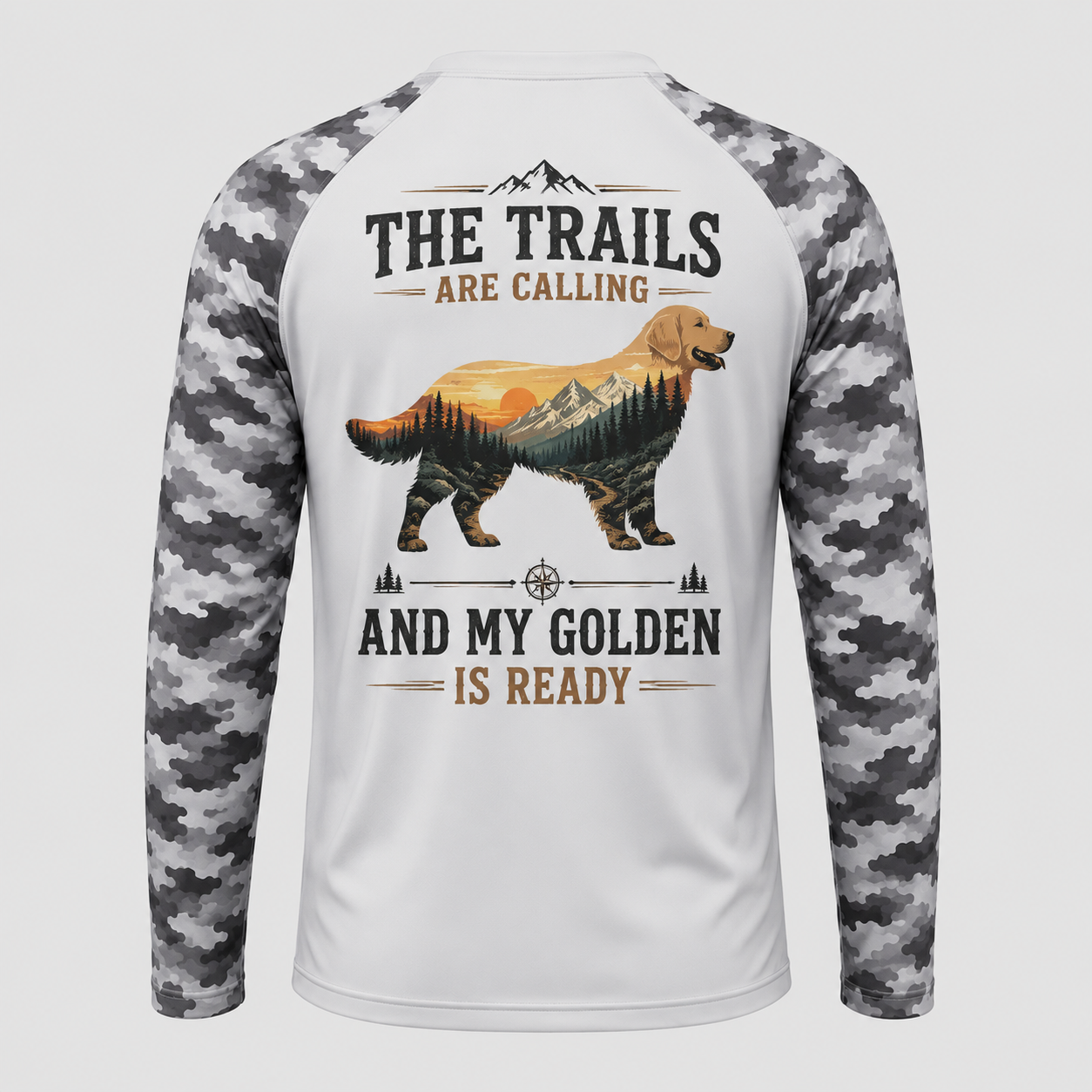 Golden Retriever Hiking Shirt – The Trails Are Calling Long Sleeve Sun Shirt