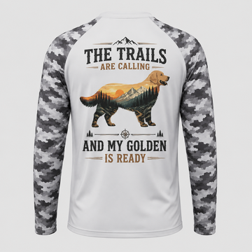 Golden Retriever Hiking Shirt – The Trails Are Calling Long Sleeve Sun Shirt