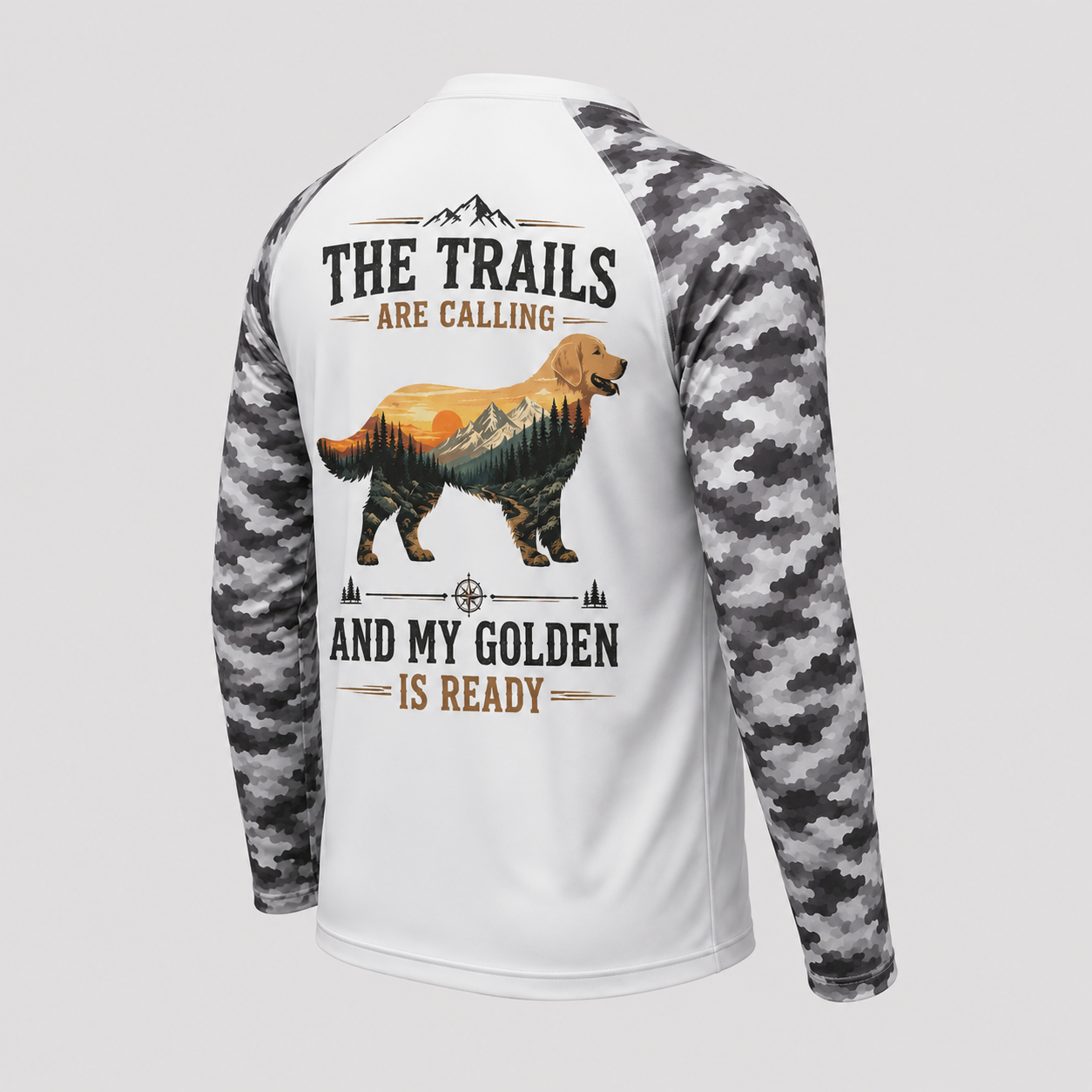Golden Retriever Hiking Shirt – The Trails Are Calling Long Sleeve Sun Shirt