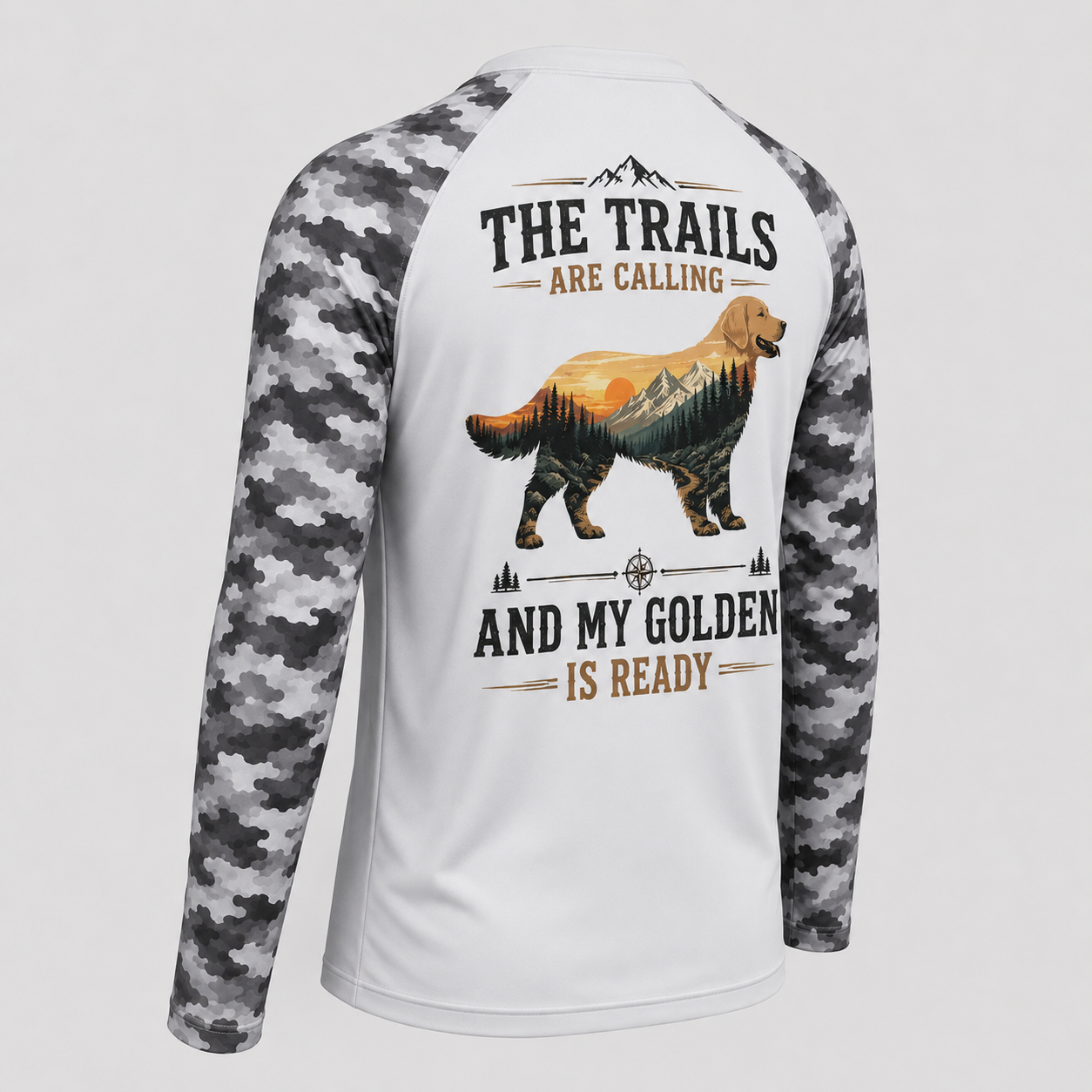 Golden Retriever Hiking Shirt – The Trails Are Calling Long Sleeve Sun Shirt