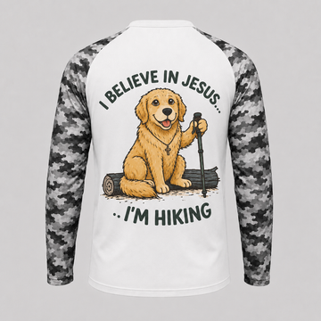 Golden Retriever Christian Hiking Shirt – I Believe In Jesus Long Sleeve Sun Shirt