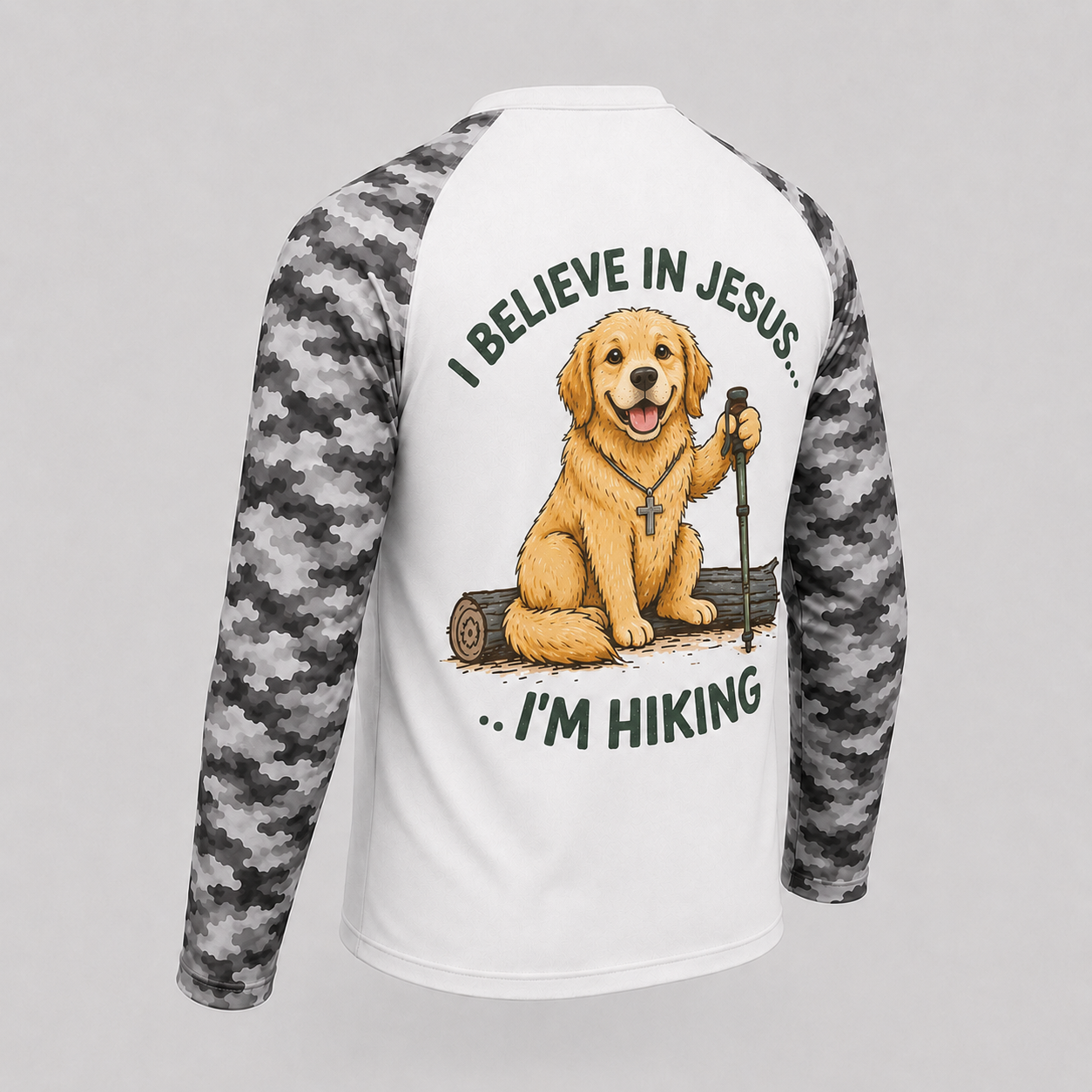 Golden Retriever Christian Hiking Shirt – I Believe In Jesus Long Sleeve Sun Shirt