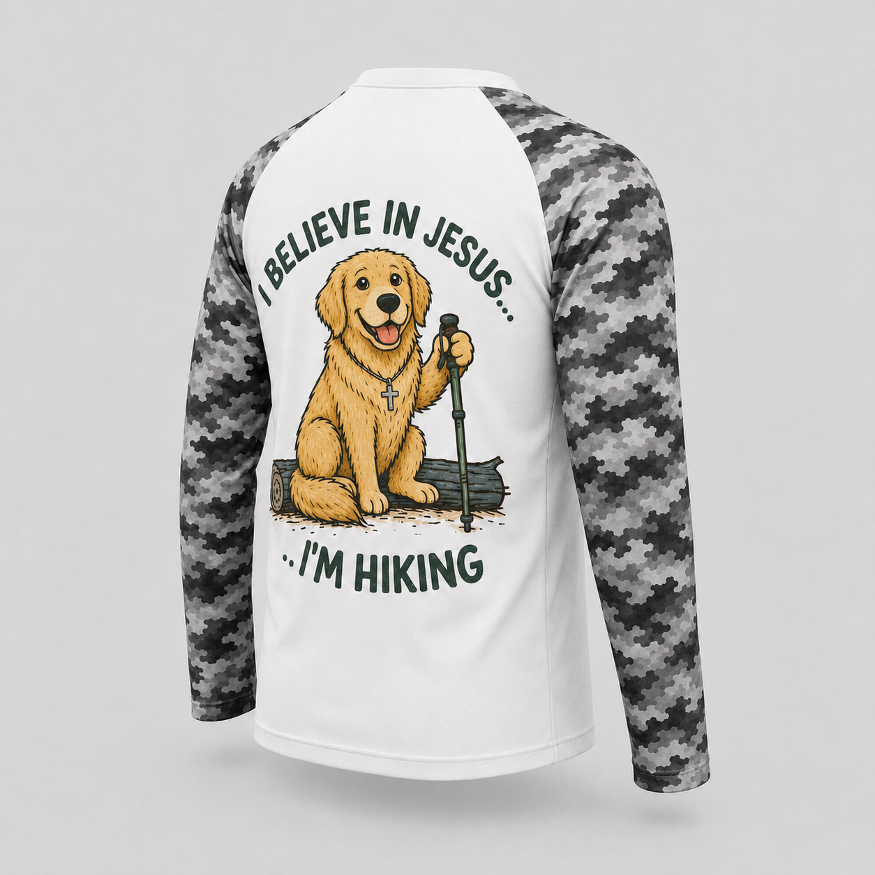 Golden Retriever Christian Hiking Shirt – I Believe In Jesus Long Sleeve Sun Shirt