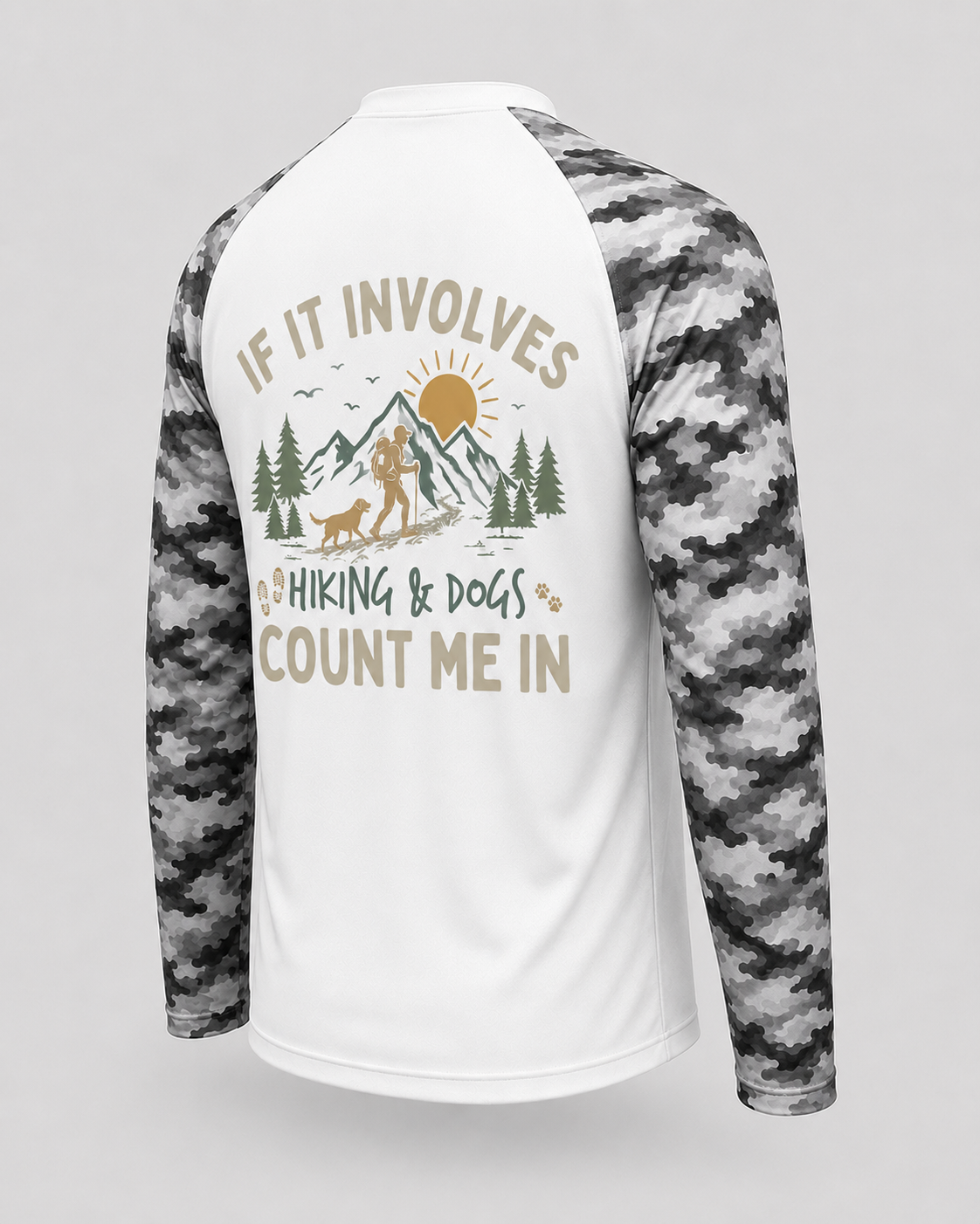 Hiking & Dogs Count Me In Shirt – Custom Name Long Sleeve Sun Shirt