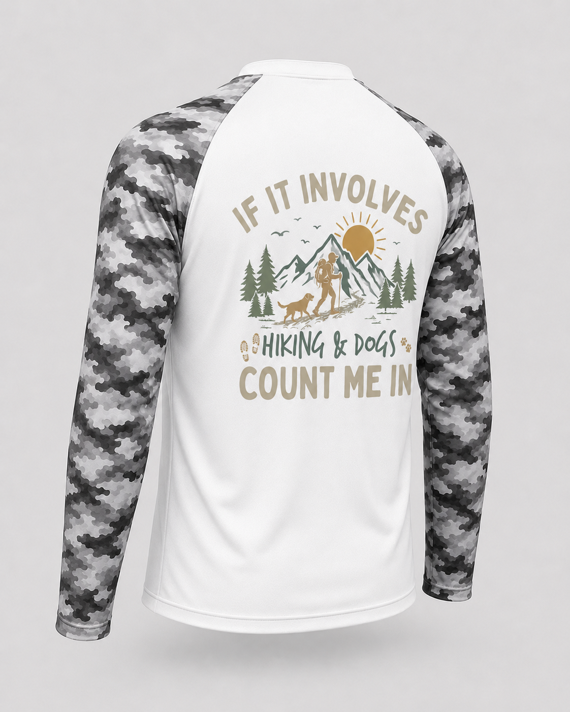 Hiking & Dogs Count Me In Shirt – Custom Name Long Sleeve Sun Shirt