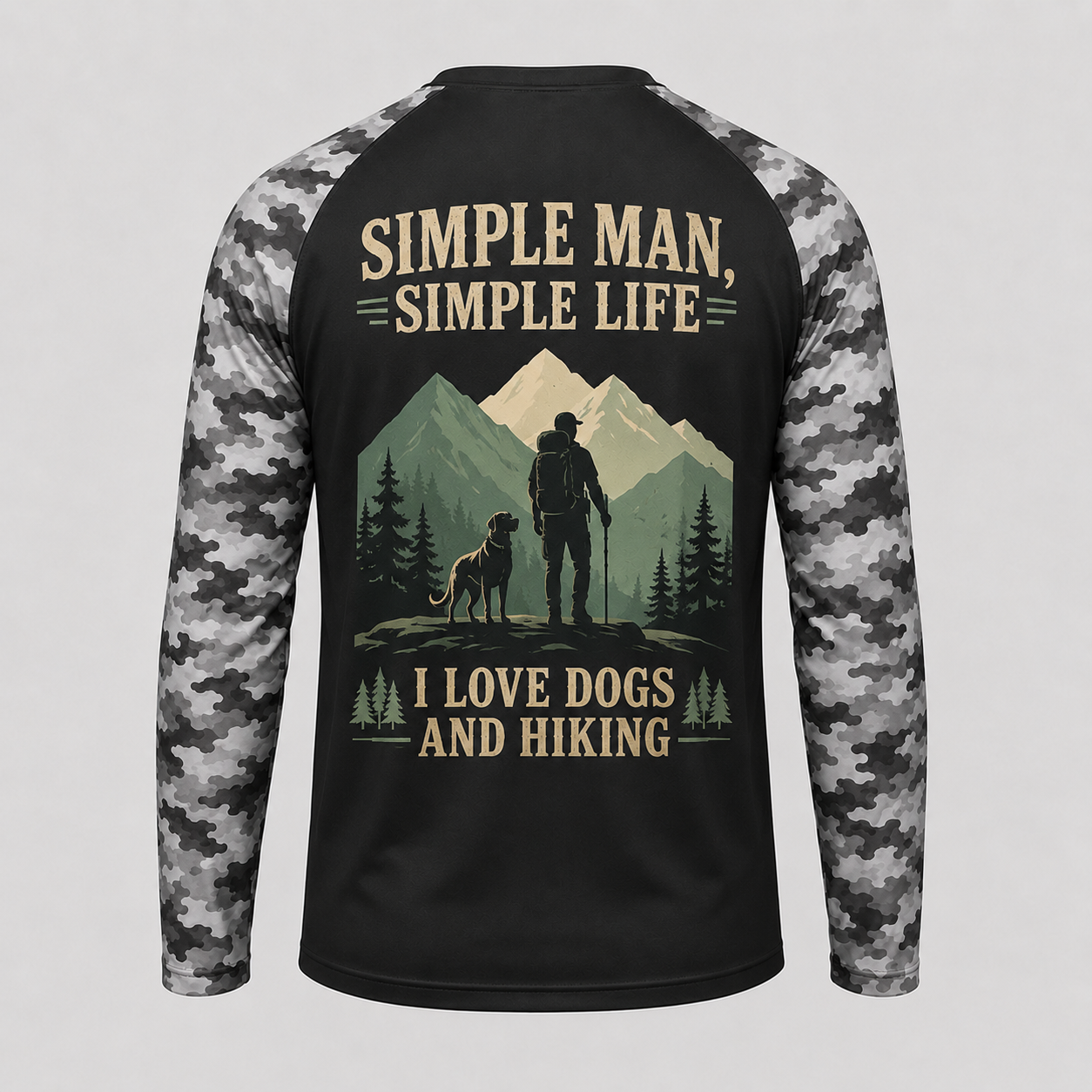 Simple Man Simple Life I Love Dogs And Hiking Long Sleeve Sun Shirt