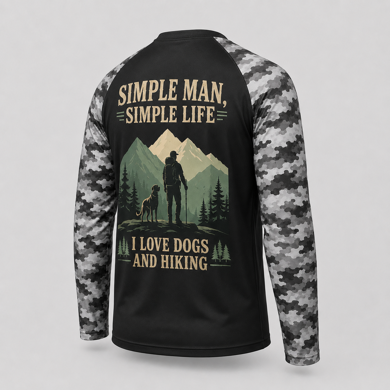 Simple Man Simple Life I Love Dogs And Hiking Long Sleeve Sun Shirt