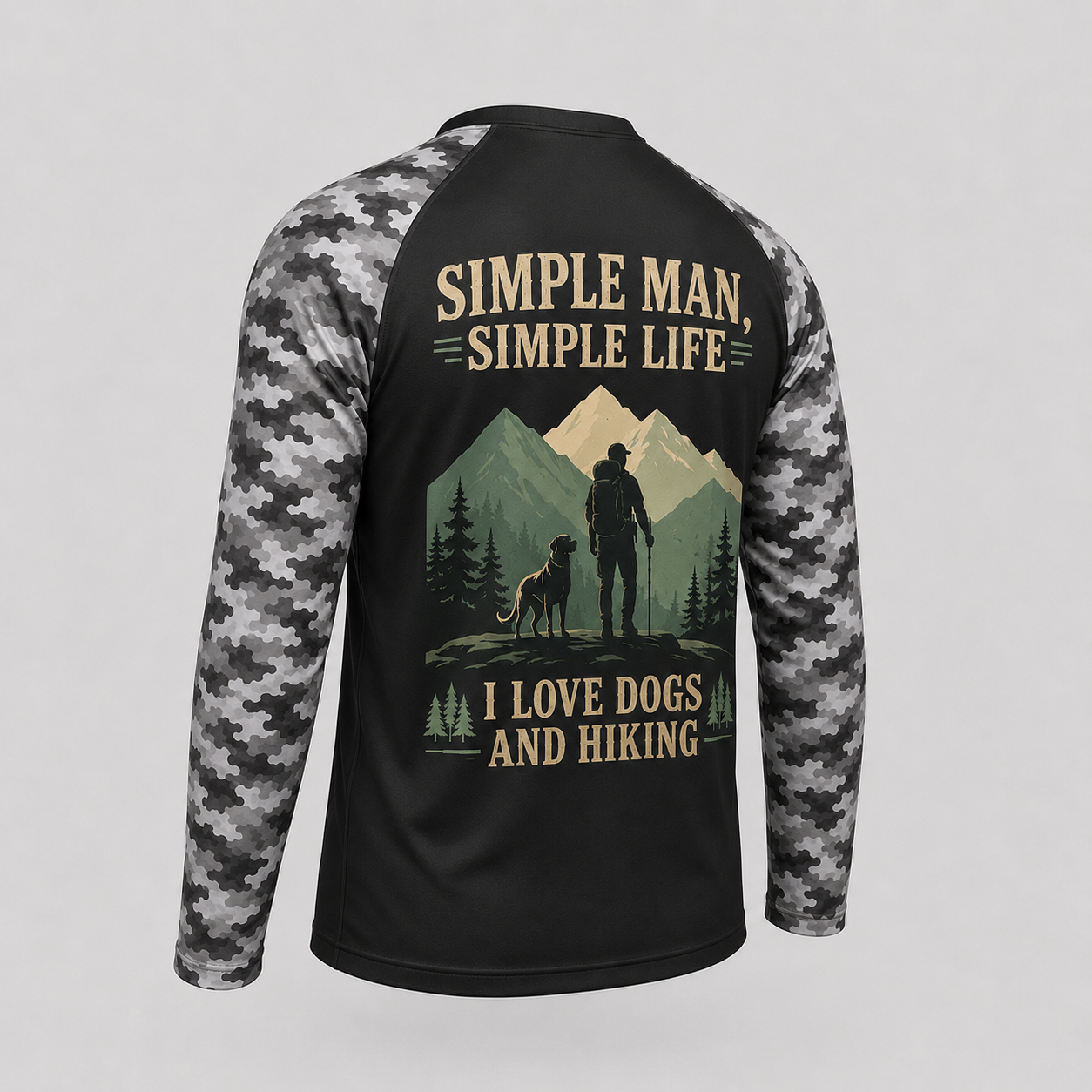Simple Man Simple Life I Love Dogs And Hiking Long Sleeve Sun Shirt