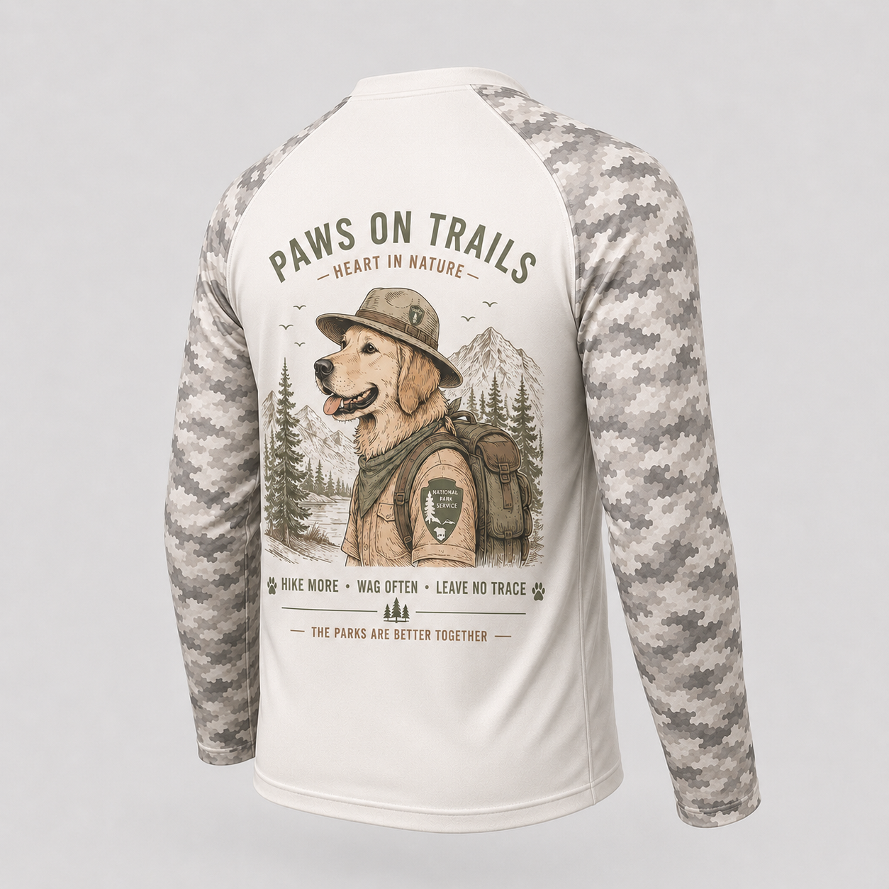 Paws On Trails Golden Retriever Hiking Shirt, Dog Lover Outdoor Adventure Long Sleeve
