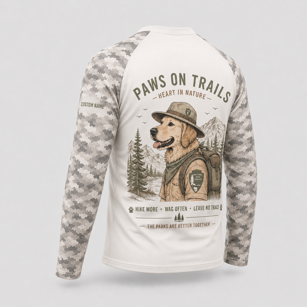 Paws On Trails Golden Retriever Hiking Shirt, Dog Lover Outdoor Adventure Long Sleeve