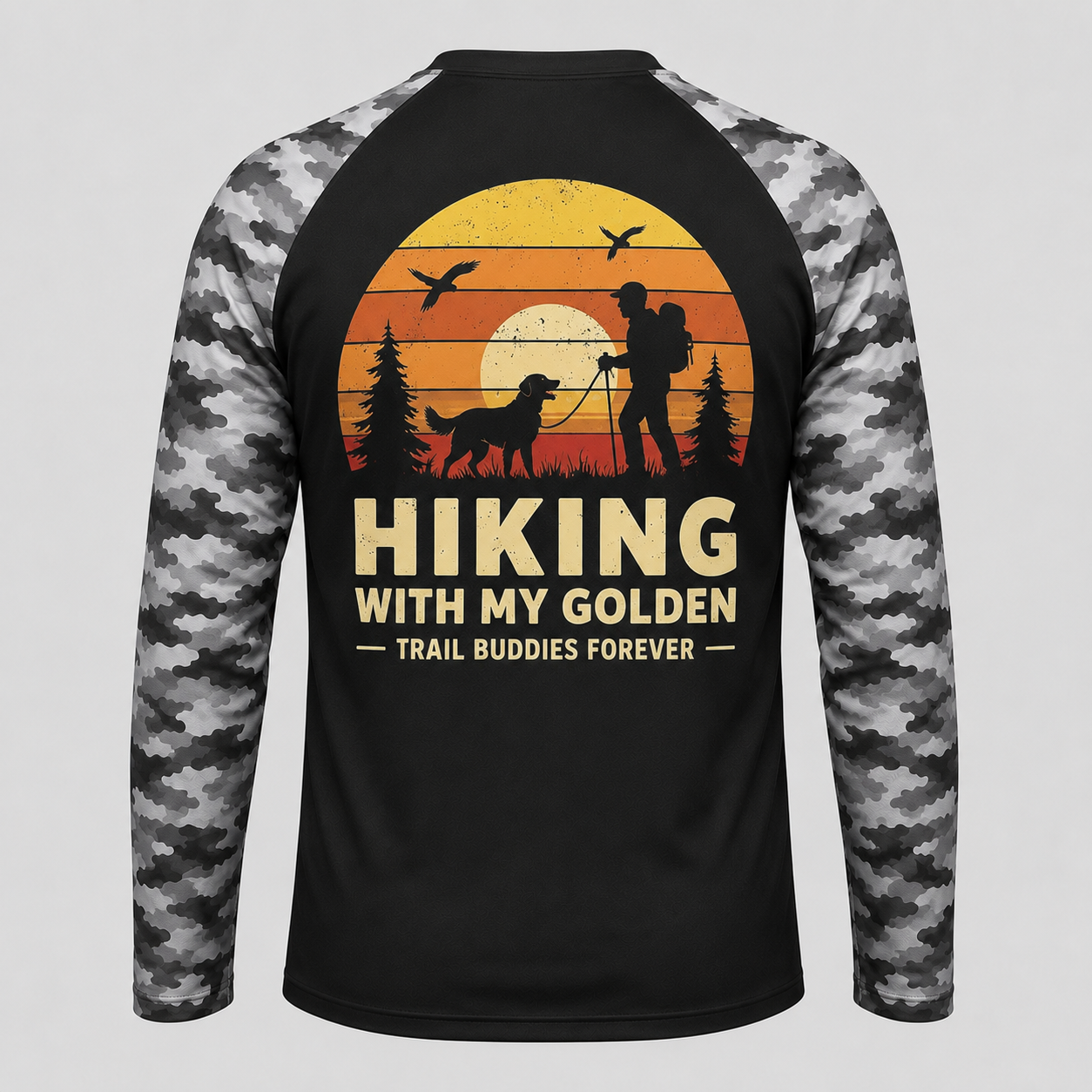 Custom Golden Retriever Hiking Shirt – Hiking With My Golden Long Sleeve Sun Shirt