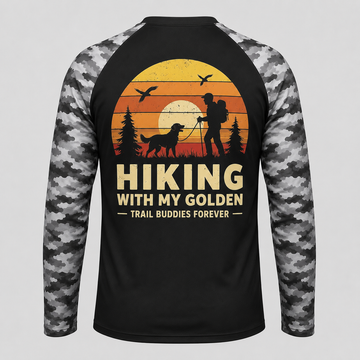 Custom Golden Retriever Hiking Shirt – Hiking With My Golden Long Sleeve Sun Shirt