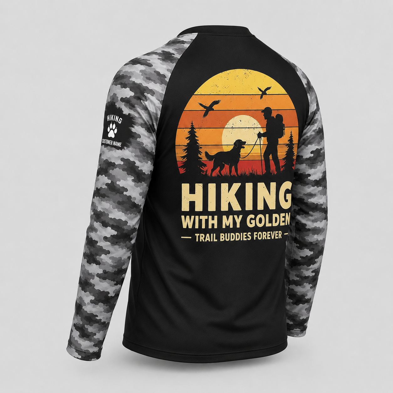Custom Golden Retriever Hiking Shirt – Hiking With My Golden Long Sleeve Sun Shirt
